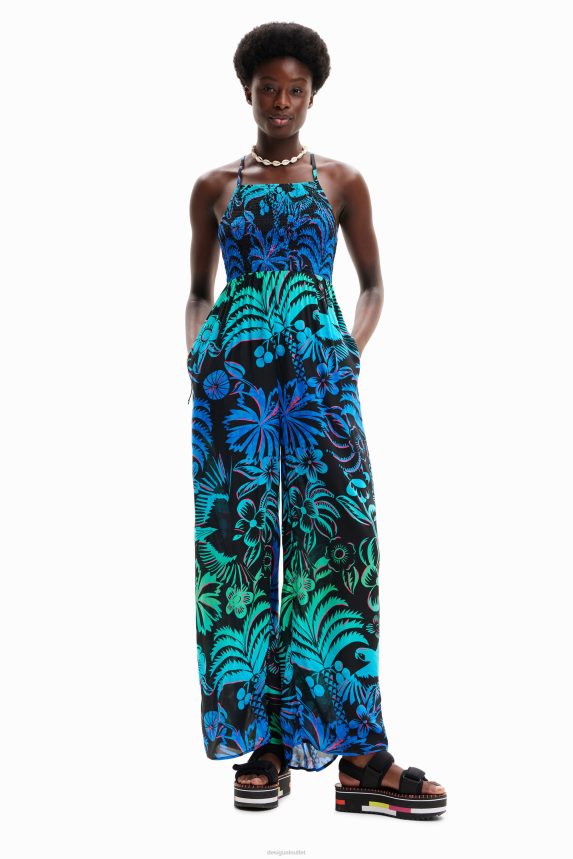 Women DesigualLong tropical strappy jumpsuit Clothing 68X240851