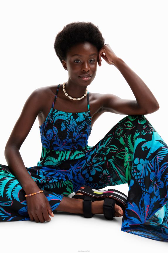 Women DesigualLong tropical strappy jumpsuit Clothing 68X240851