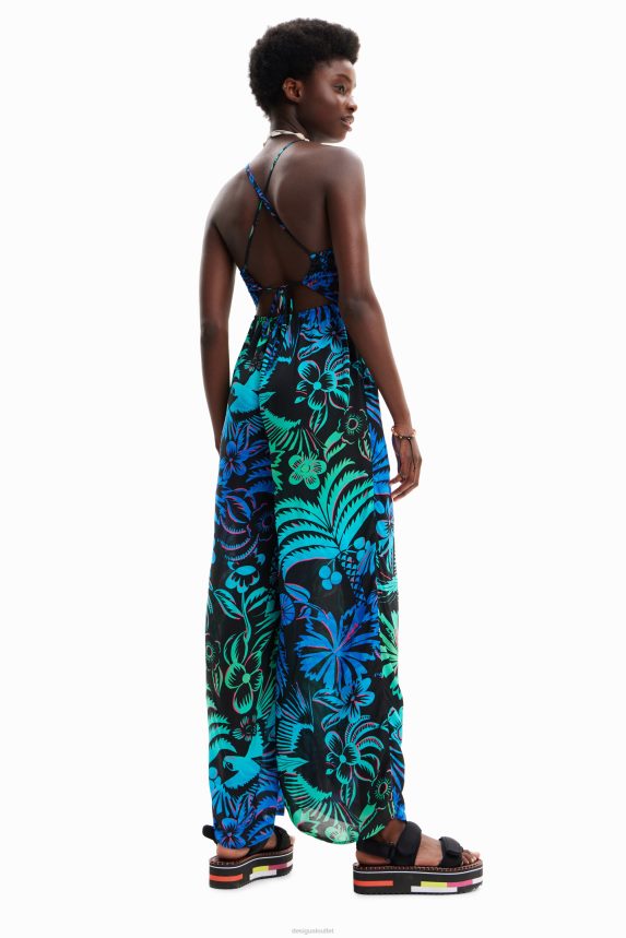 Women DesigualLong tropical strappy jumpsuit Clothing 68X240851
