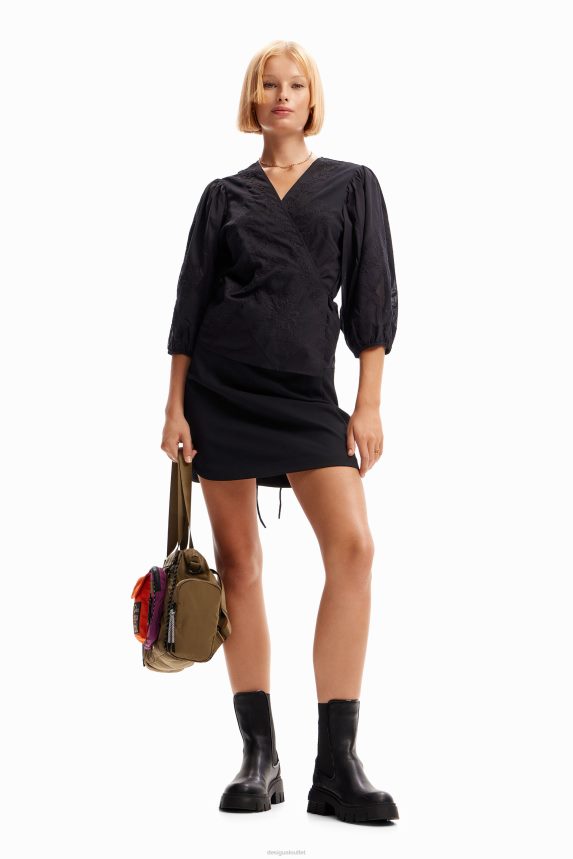 Women DesigualEmbroidered wrap blouse Clothing 68X240179