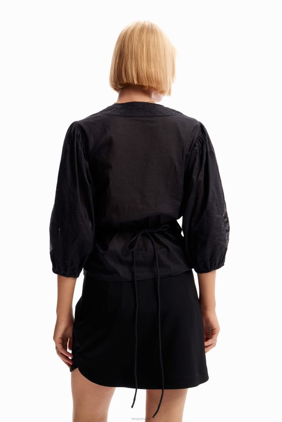 Women DesigualEmbroidered wrap blouse Clothing 68X240179