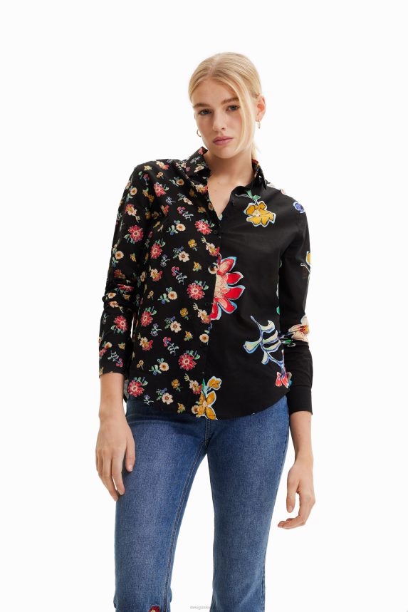 Women DesigualFloral half-and-half shirt Clothing 68X240914