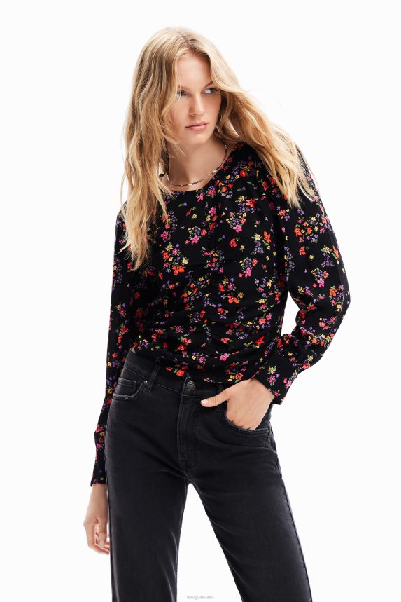 Women DesigualFloral ruched blouse Clothing 68X240258