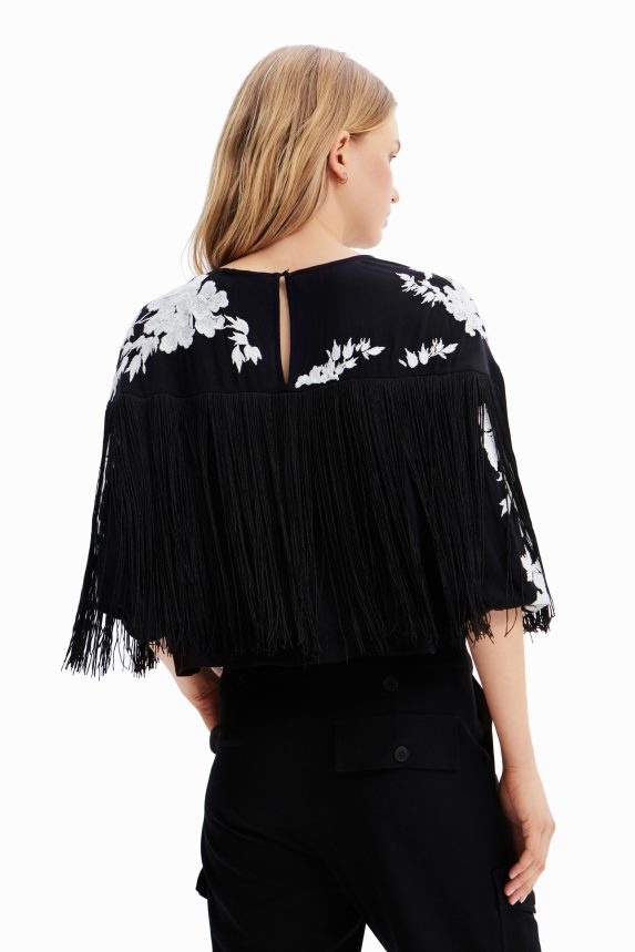 Women DesigualFringed embroidered blouse Clothing 68X240627