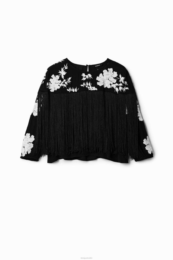 Women DesigualFringed embroidered blouse Clothing 68X240627