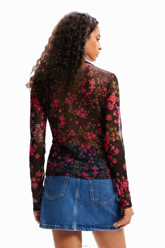 Women DesigualGathered floral tulle shirt Clothing 68X240997