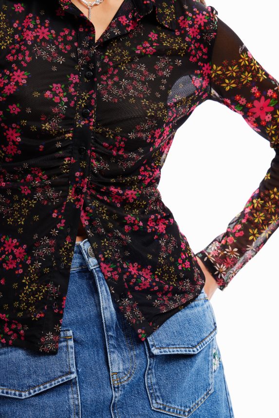 Women DesigualGathered floral tulle shirt Clothing 68X240997