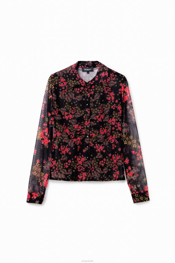 Women DesigualGathered floral tulle shirt Clothing 68X240997