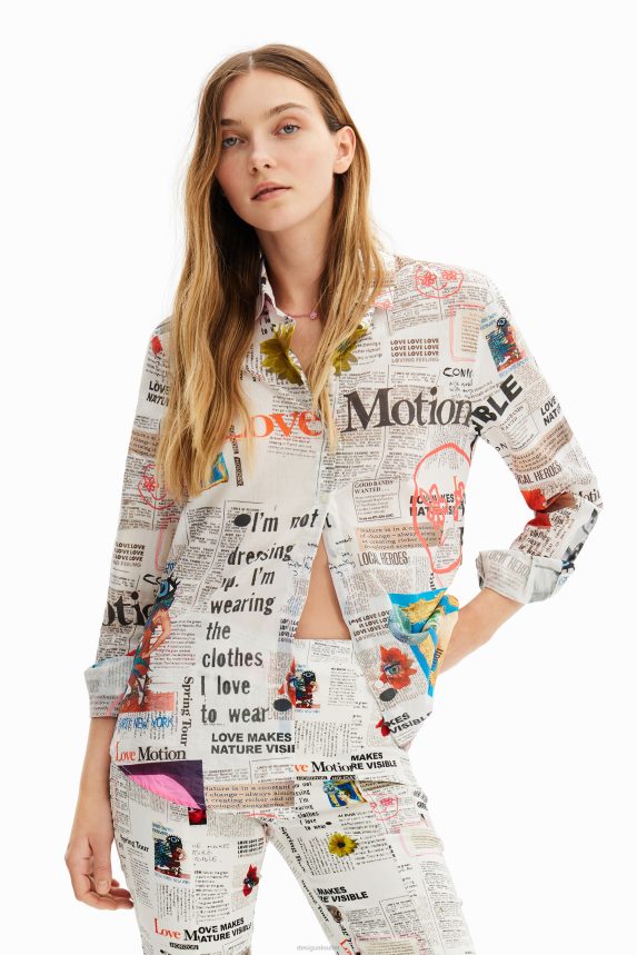Women DesigualLong-sleeve newspaper shirt Clothing 68X240869