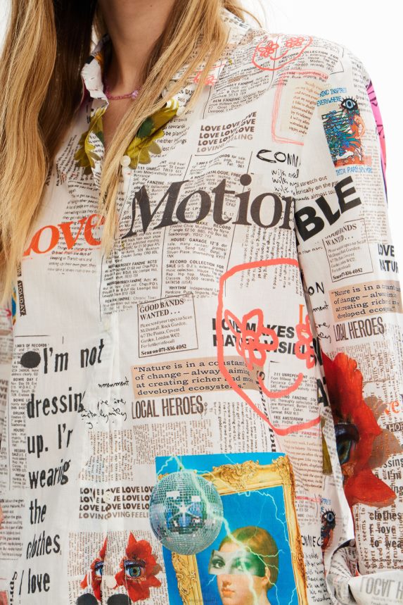 Women DesigualLong-sleeve newspaper shirt Clothing 68X240869