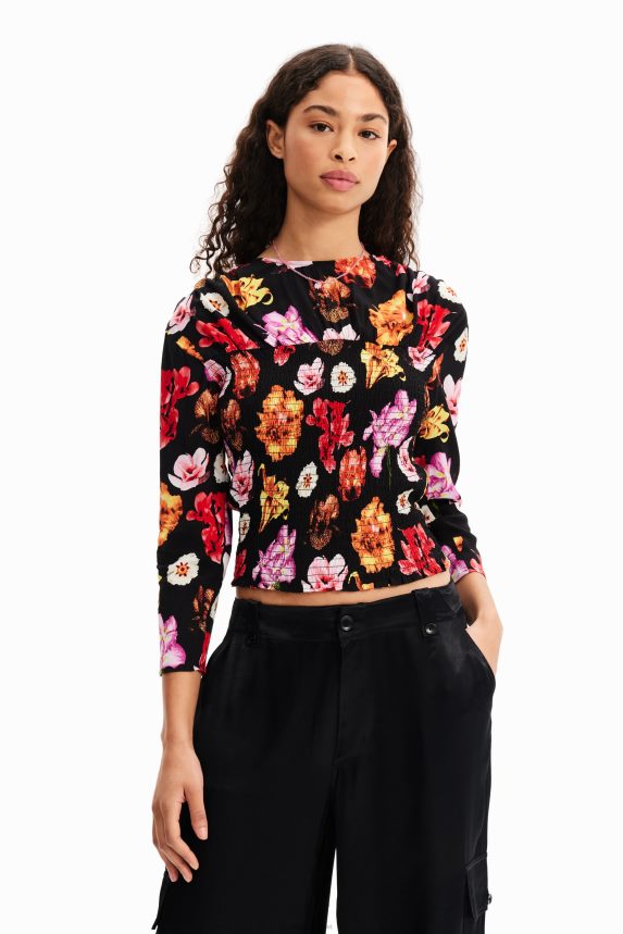 Women DesigualM. Christian Lacroix floral ruched blouse Clothing 68X240615