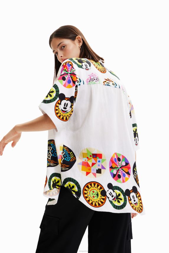 Women DesigualM. Christian Lacroix linen Mickey Mouse shirt Clothing 68X240907