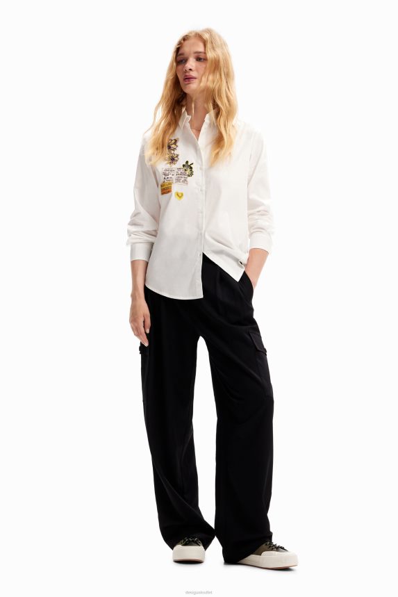 Women DesigualNewspaper patch shirt Clothing 68X240107