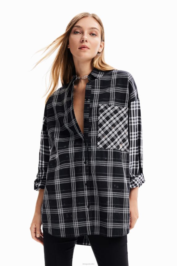 Women DesigualOversize patchwork plaid shirt Clothing 68X24070