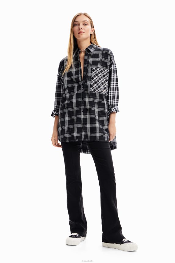 Women DesigualOversize patchwork plaid shirt Clothing 68X24070