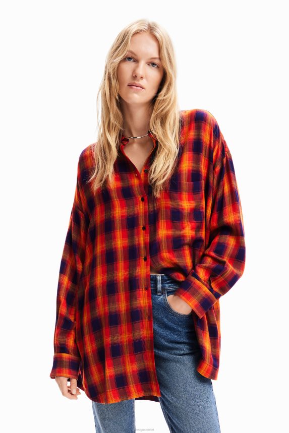 Women DesigualOversize plaid shirt Clothing 68X240194