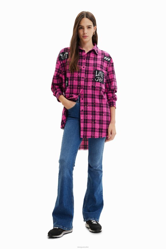 Women DesigualOversize plaid shirt Clothing 68X240449