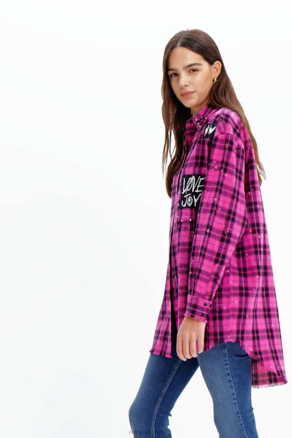 Women DesigualOversize plaid shirt Clothing 68X240449