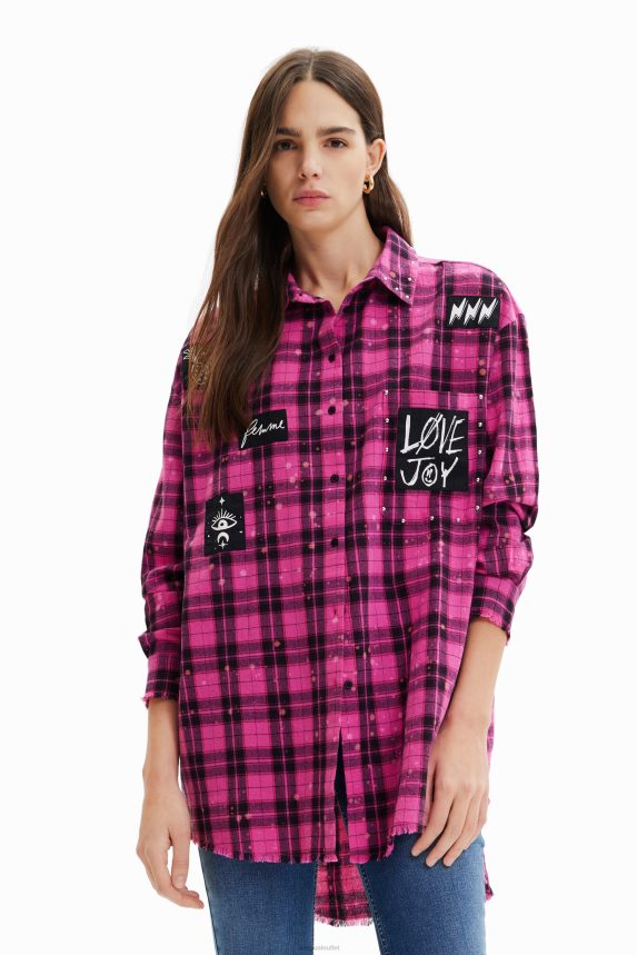 Women DesigualOversize plaid shirt Clothing 68X240449