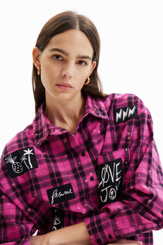 Women DesigualOversize plaid shirt Clothing 68X240449