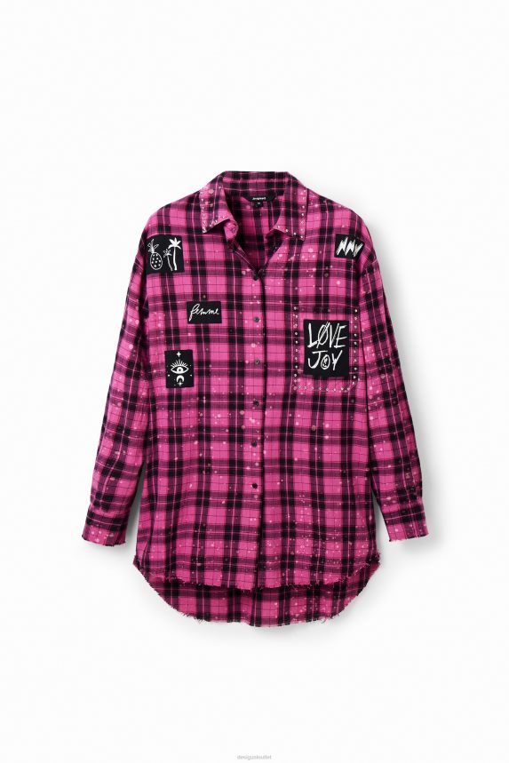 Women DesigualOversize plaid shirt Clothing 68X240449