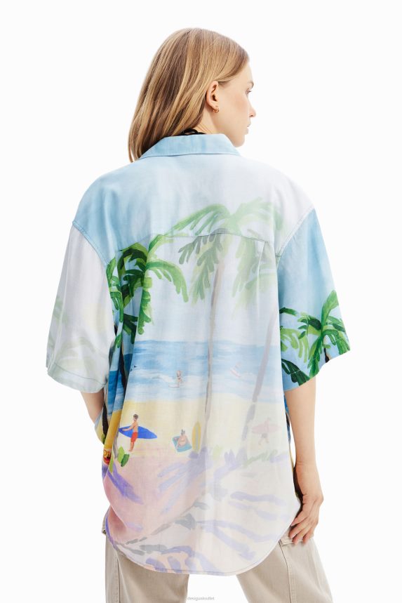 Women DesigualOversize tropical linen shirt Clothing 68X240368