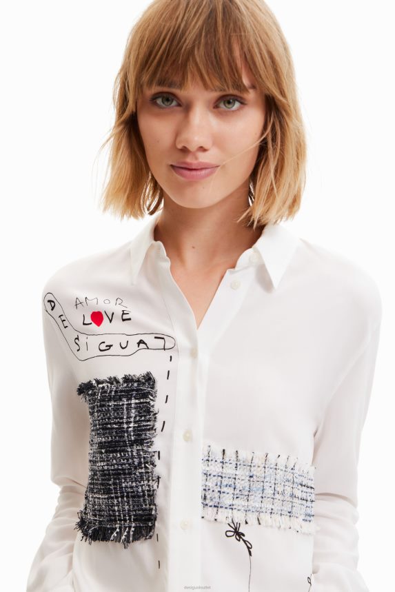 Women DesigualPatchwork and flower shirt Clothing 68X2401022