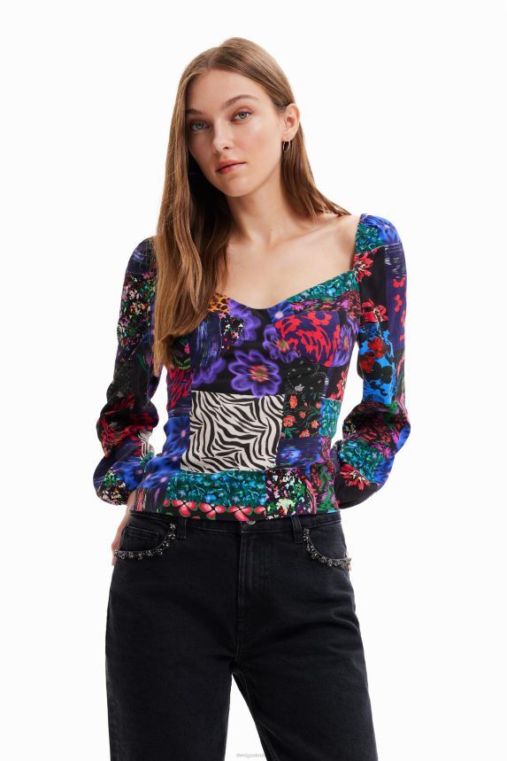 Women DesigualPatchwork corset blouse Clothing 68X2401035