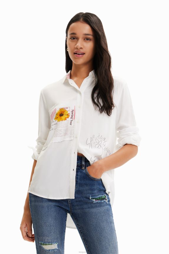 Women DesigualPatchwork message shirt Clothing 68X240164