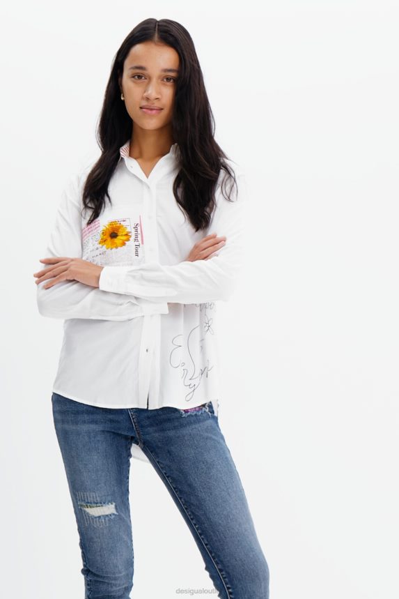 Women DesigualPatchwork message shirt Clothing 68X240164