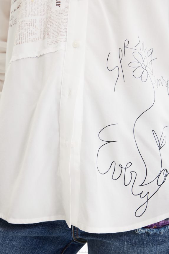 Women DesigualPatchwork message shirt Clothing 68X240164