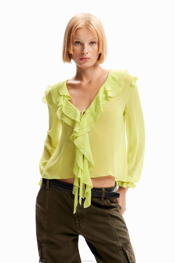 Women DesigualRuffle tie blouse Clothing 68X240146