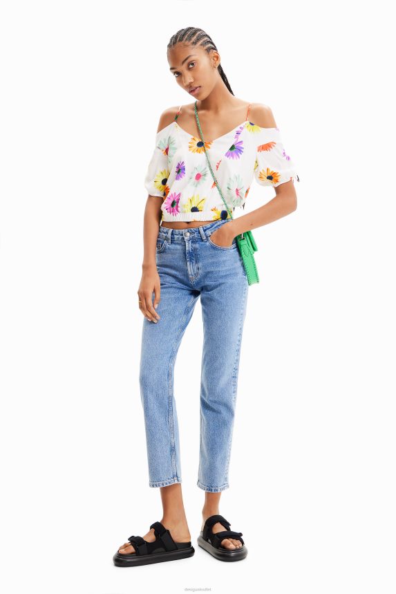 Women DesigualShort gathered floral blouse Clothing 68X240400