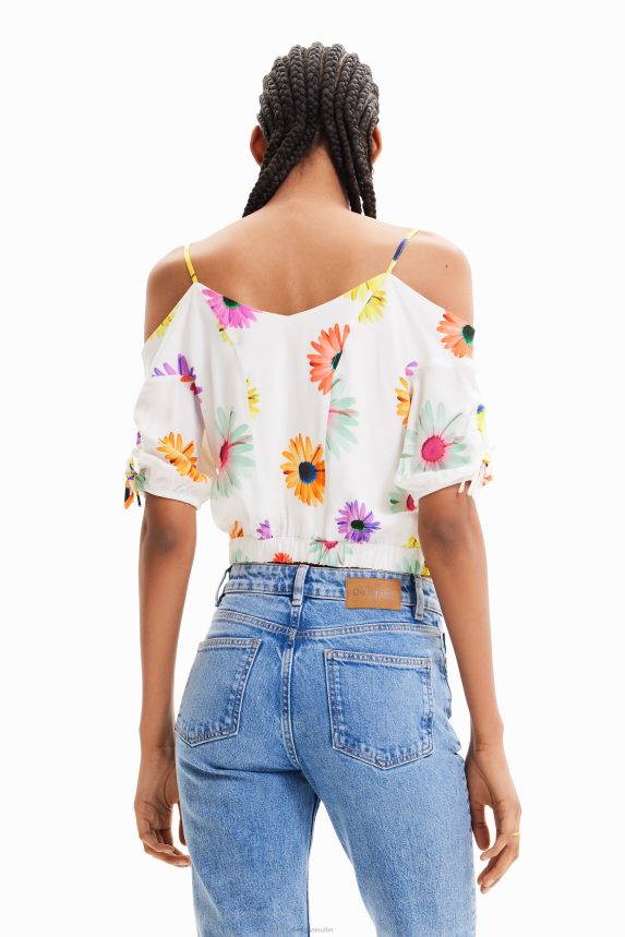 Women DesigualShort gathered floral blouse Clothing 68X240400