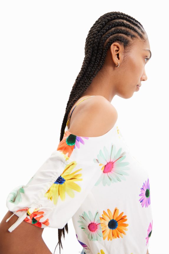 Women DesigualShort gathered floral blouse Clothing 68X240400