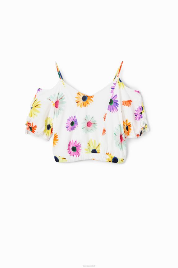 Women DesigualShort gathered floral blouse Clothing 68X240400