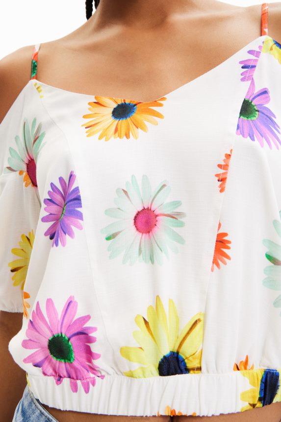 Women DesigualShort gathered floral blouse Clothing 68X240400