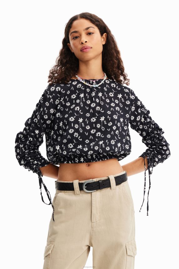 Women DesigualShort gathered floral blouse Clothing 68X240675