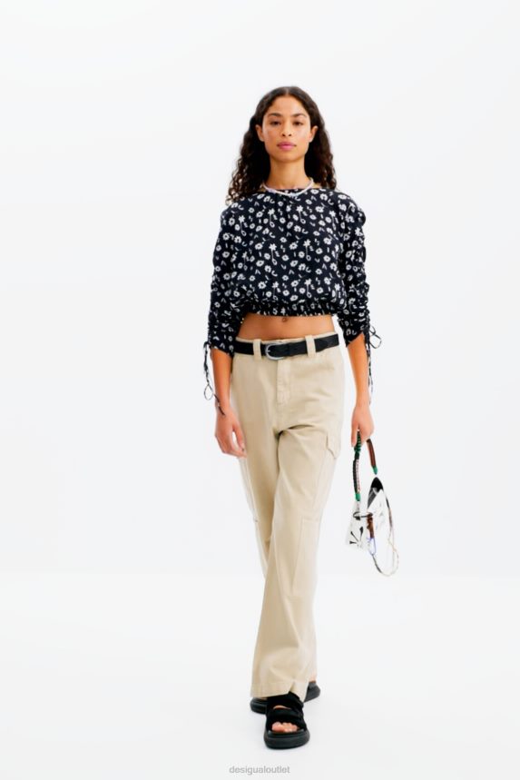 Women DesigualShort gathered floral blouse Clothing 68X240675