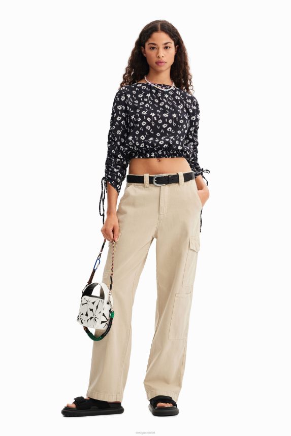 Women DesigualShort gathered floral blouse Clothing 68X240675