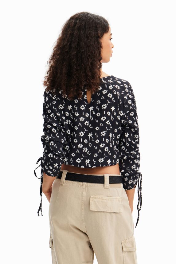 Women DesigualShort gathered floral blouse Clothing 68X240675