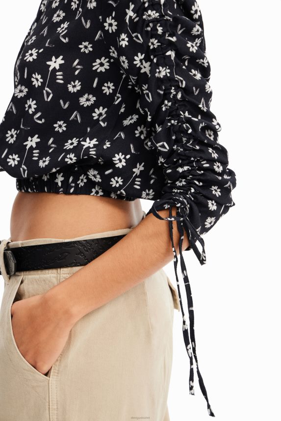 Women DesigualShort gathered floral blouse Clothing 68X240675