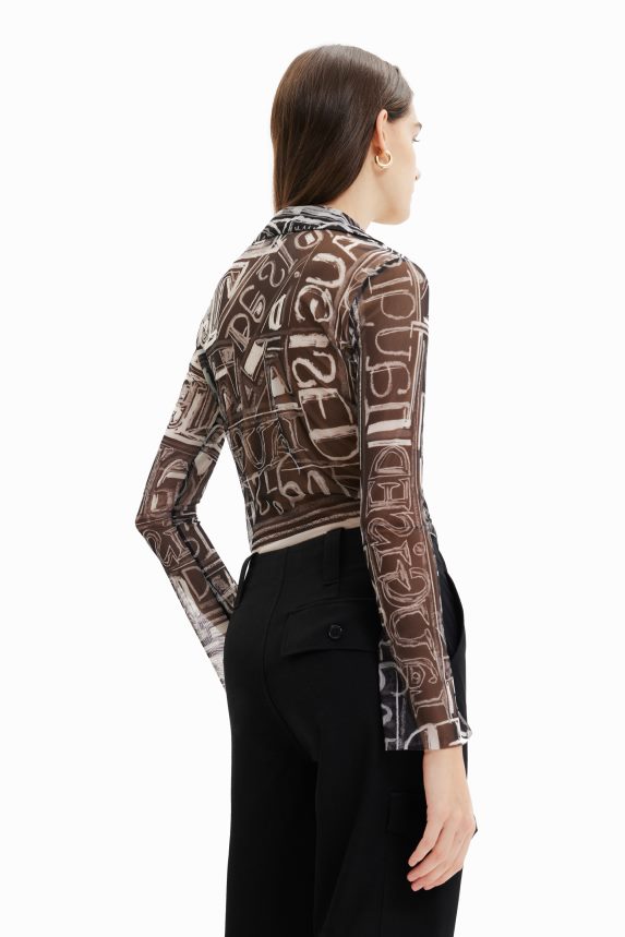 Women DesigualShort slim tulle shirt Clothing 68X240347