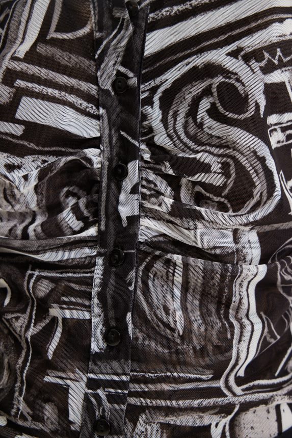 Women DesigualShort slim tulle shirt Clothing 68X240347