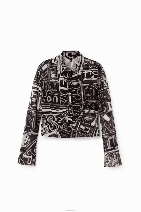 Women DesigualShort slim tulle shirt Clothing 68X240347