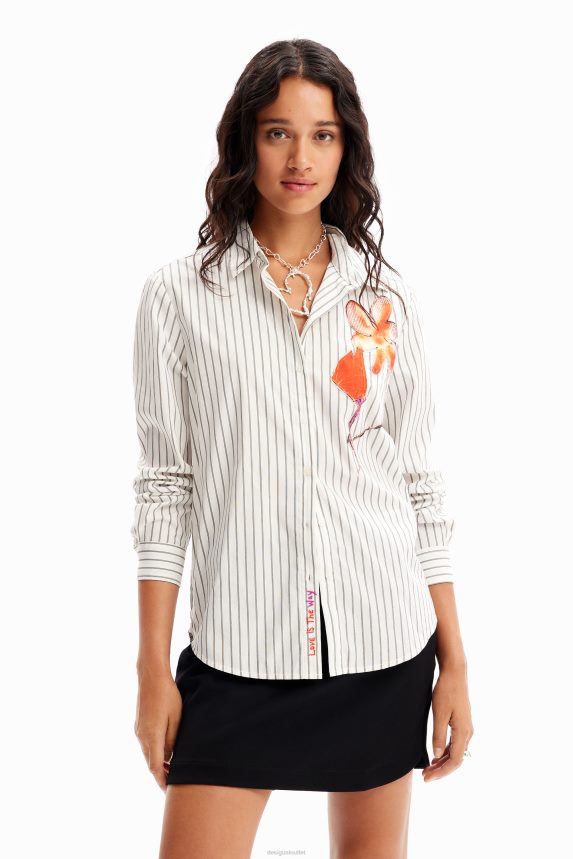 Women DesigualStriped flower shirt Clothing 68X240114