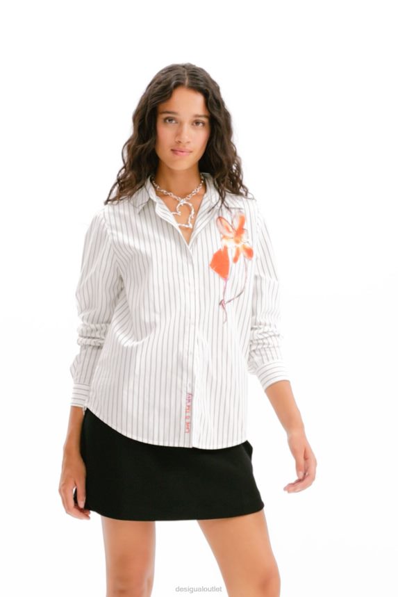Women DesigualStriped flower shirt Clothing 68X240114