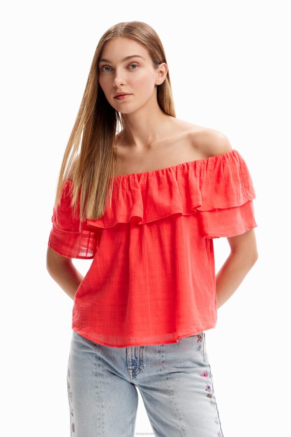 Women DesigualTextured ruffle blouse Clothing 68X2401150