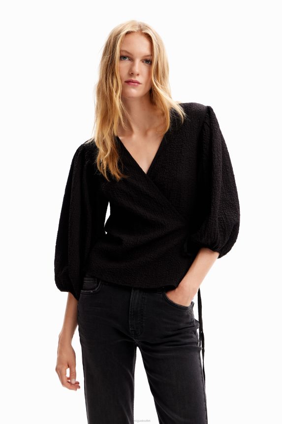 Women DesigualTextured wrap blouse Clothing 68X240248