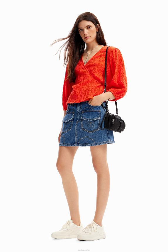 Women DesigualTextured wrap blouse Clothing 68X240267